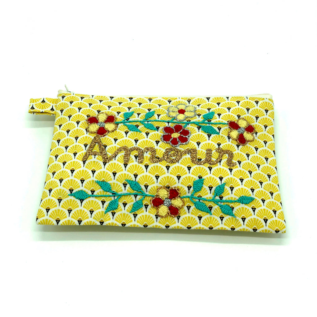 刺繍入りポーチ - YELLOW - Borderless Creations
