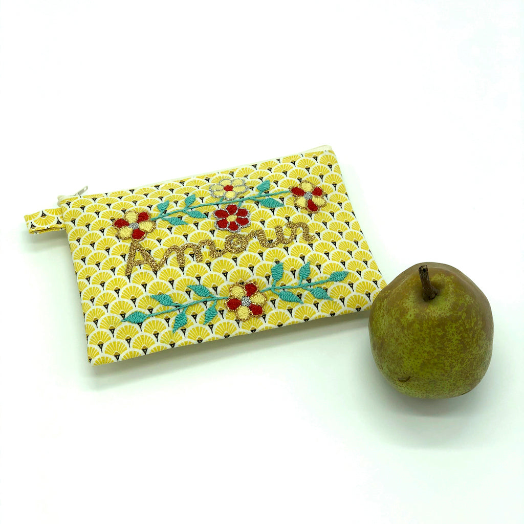 刺繍入りポーチ - YELLOW - Borderless Creations